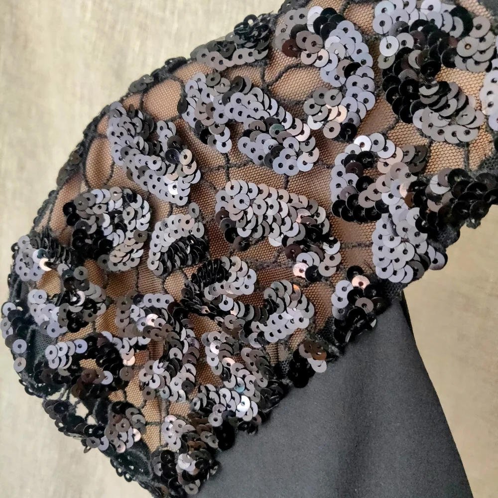 BCBGMaxAzria Sierra Blouse with Sequined Cap Sleeves - Picture 2 of 9